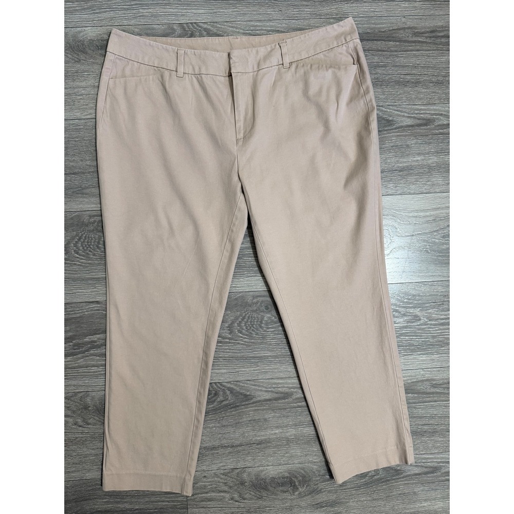 Faded Glory Womens Pants Size 18 Tan Khaki Stretch Chino Trousers Plus Tapered
